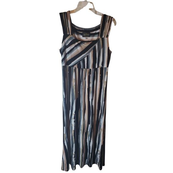 Bob Mackie Striped Square Neck Maxi Dress, Small - Picture 1 of 6
